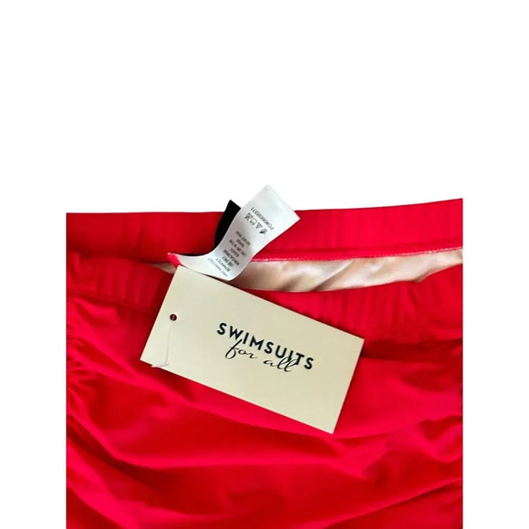 Swimsuits for all Red Bandeau Shirred Side High Waist Swimsuit Set Size 22 - Picture 3 of 8